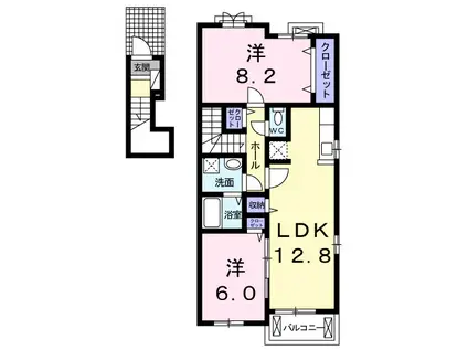 ウィステリアⅡ(2LDK/2階)の間取り写真