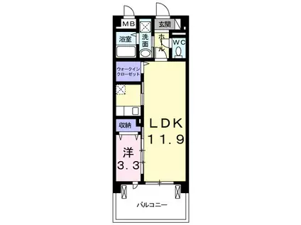 中央本線 勝川駅(ＪＲ) 徒歩7分 3階建 築11年(1LDK/2階)の間取り写真