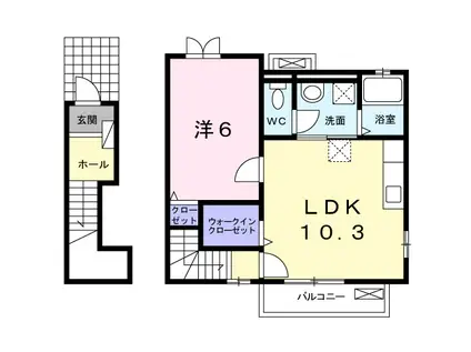 サンリット本郷Ⅱ(1LDK/2階)の間取り写真