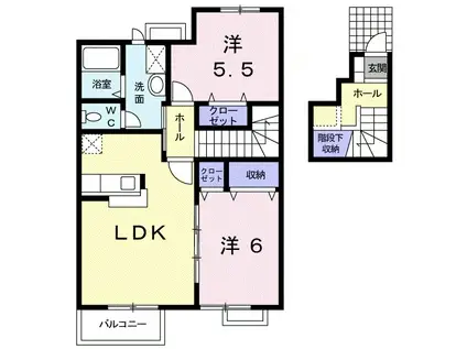 メゾンⅠ(2LDK/2階)の間取り写真