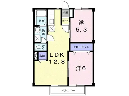 ニューシティ斉藤東(2LDK/2階)の間取り写真