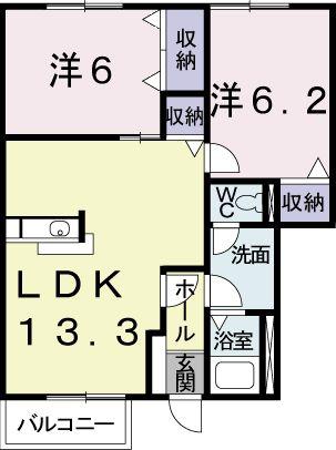 プラシード・カーサⅠ(2LDK/1階)の間取り写真