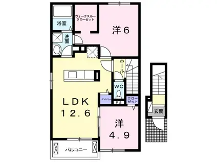 ハッピーフォレストⅡ(2LDK/2階)の間取り写真