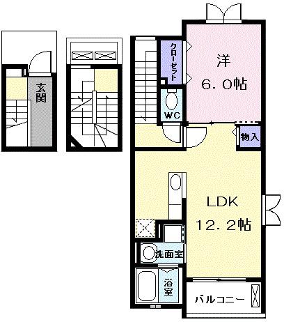 アリーヴィオⅢサウス(1LDK/3階)の間取り写真