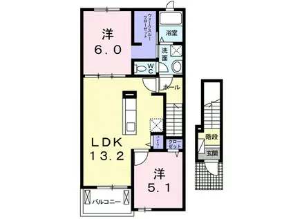 グレーシア光Ⅴ(2LDK/2階)の間取り写真