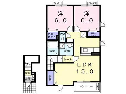ラポールアネックスⅠ(2LDK/2階)の間取り写真