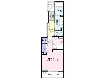 暖だん 02(ワンルーム/1階)の間取り写真