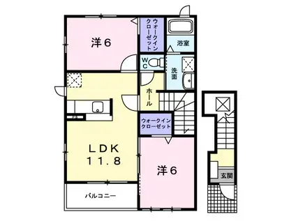 ハルⅢ番館(2LDK/2階)の間取り写真