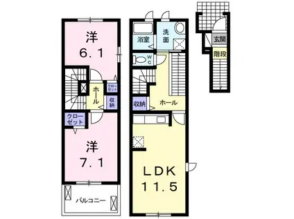 VERGER(2LDK/2階)の間取り写真