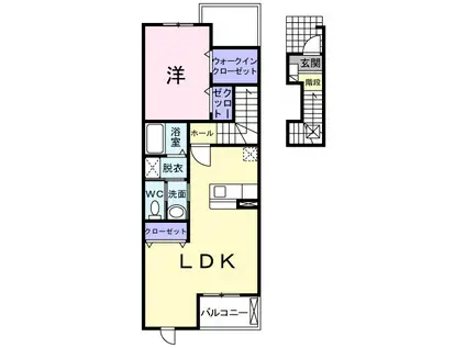 エトワールM Ⅱ棟(1LDK/2階)の間取り写真