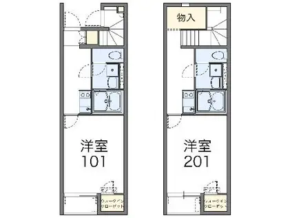 レオネクストHAJIME Ⅲ(1K/2階)の間取り写真