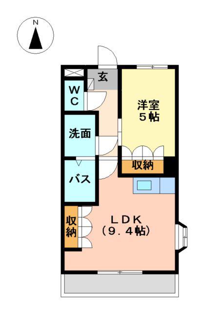 ヴレ スュール(1LDK/1階)の間取り写真