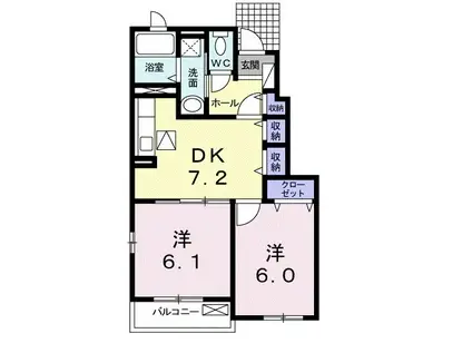 リヴドロワⅠ(2DK/1階)の間取り写真