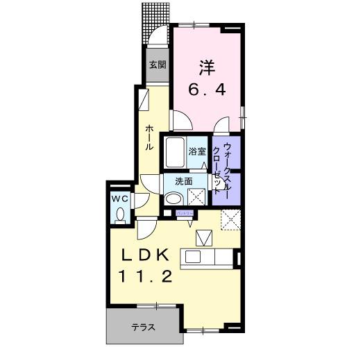 レジデンス・モッポⅢ(1LDK/1階)の間取り写真