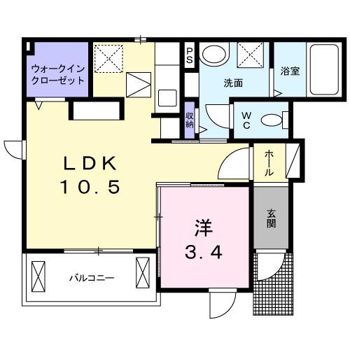 カトレアⅢ(1LDK/1階)の間取り写真