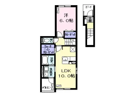 ベルカーサⅢ(1LDK/2階)の間取り写真
