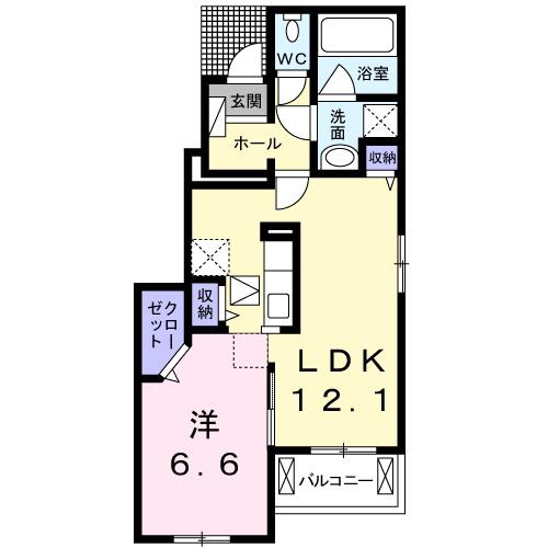 プラシード白山Ⅱ(1LDK/1階)の間取り写真
