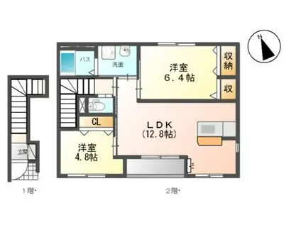 グレーシア(2LDK/2階)の間取り写真