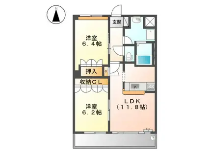 グランディールアネックス(2LDK/2階)の間取り写真