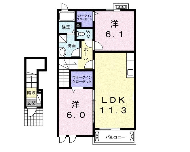 レインボーⅡ棟(2LDK/2階)の間取り写真