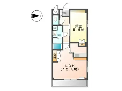 パル・アシューレ(1LDK/2階)の間取り写真