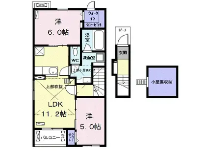 アリスⅠ(2LDK/2階)の間取り写真
