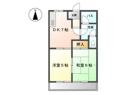 ユーハイムKATO(2DK/2階)の間取り写真