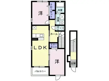 パ-クコートⅡ(2LDK/2階)の間取り写真