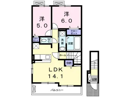 クールハイツⅠ(2LDK/2階)の間取り写真