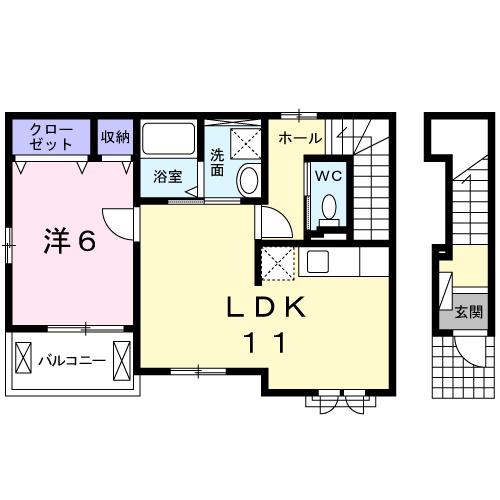 ヴィオラⅠ(1LDK/2階)の間取り写真