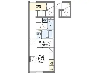 レオパレスセンターウエストⅡ(1K/2階)の間取り写真