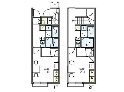 レオパレスクレストコート(1K/1階)の間取り写真