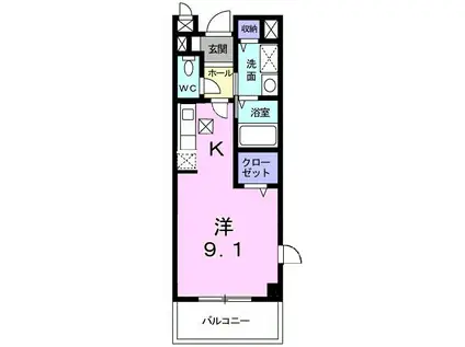 カーサ・ボニート(ワンルーム/1階)の間取り写真