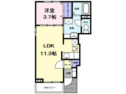 アクティブⅡ(1LDK/1階)の間取り写真