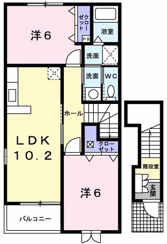 サンリット ヒルⅠ(2LDK/2階)の間取り写真