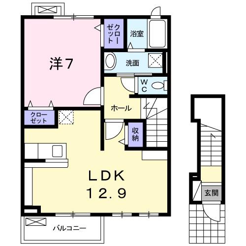 プリムローズⅡ(1LDK/2階)の間取り写真