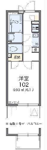 レオネクストT ヴィルヌーブⅤ(1K/2階)の間取り写真