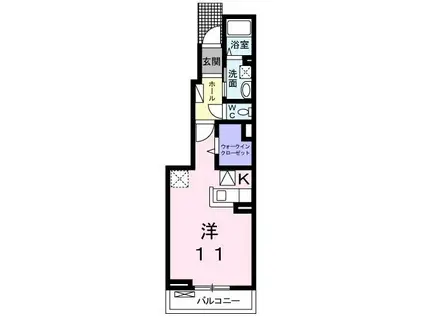 アルコバレーノⅡ(ワンルーム/1階)の間取り写真