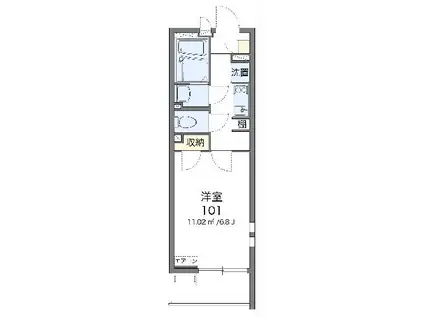 クレイノ柏桜館Ⅱ(1K/4階)の間取り写真