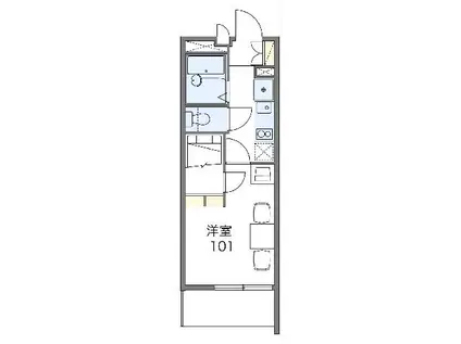 レオパレスコンパートメント2(1K/2階)の間取り写真