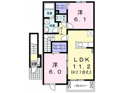 ルミナス・M(2LDK/2階)の間取り写真