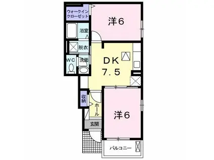 シエル・エトワレⅡ(2DK/1階)の間取り写真