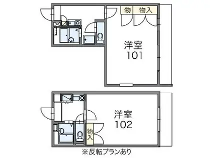 レオパレス金子(1K/1階)の間取り写真
