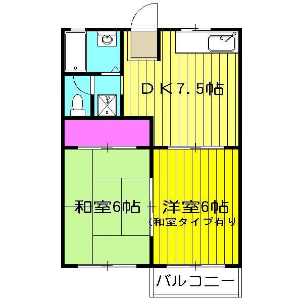 コンシェール佐藤B(2DK/1階)の間取り写真