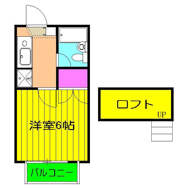 パルティール曲金(1K/2階)の間取り写真