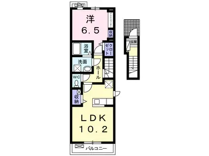 カーサ ポポラーレ(1LDK/2階)の間取り写真