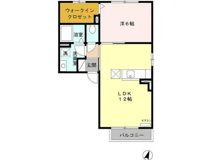 ラ・プランタンⅠ(1LDK/2階)の間取り写真