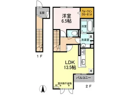 テゾーロ(1LDK/2階)の間取り写真