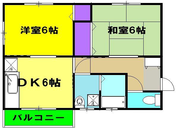 メルベーユ(2DK/1階)の間取り写真