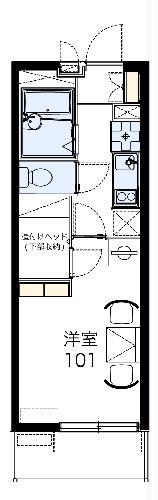 レオパレスパークタウン北斗(1K/1階)の間取り写真